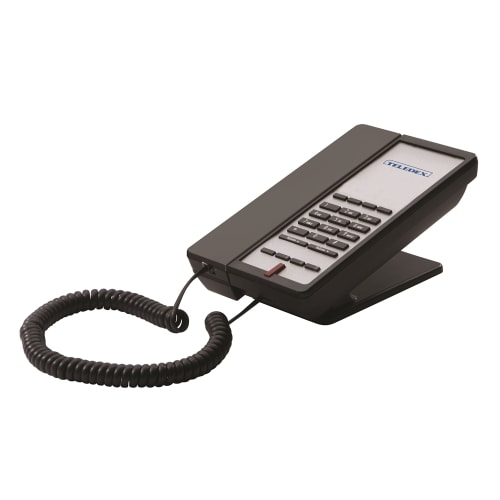 Teledex® E Series Single Corded Telephone, 4 Guest Keys, Speakerphone, Black